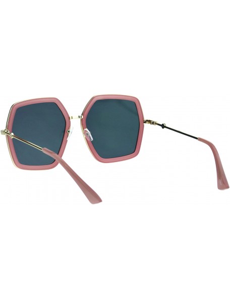 Butterfly Womens Double Rim Polygon Shape Designer Fashion Sunglasses - Pink Pink Mirror - CA18GS2Y58M $13.08