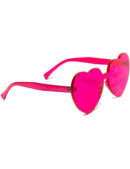 Round Heart Shaped One Piece Transparent Full Colored Frame Candy Sunglasses - Red/Pink Frame - CX18DSQI5D4 $8.21