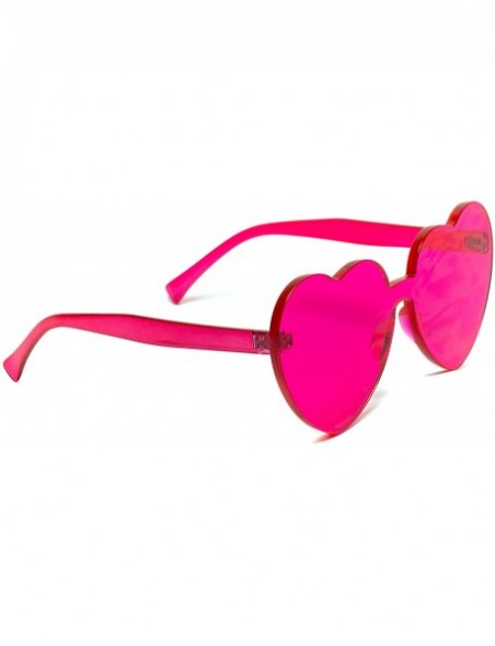 Round Heart Shaped One Piece Transparent Full Colored Frame Candy Sunglasses - Red/Pink Frame - CX18DSQI5D4 $8.21