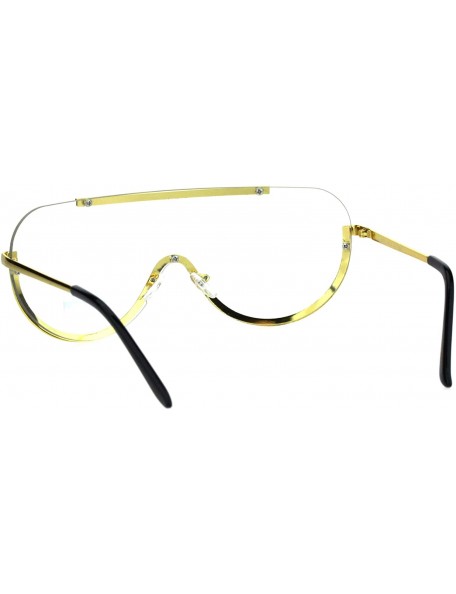 Shield Unisex Shield Clear Lens Glasses Flat Top Oversized Metal Frame UV 400 - Gold - CS18L3IXY03 $8.44