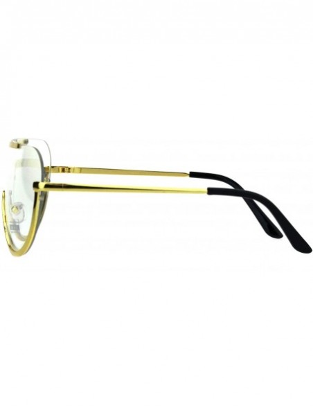 Shield Unisex Shield Clear Lens Glasses Flat Top Oversized Metal Frame UV 400 - Gold - CS18L3IXY03 $8.44
