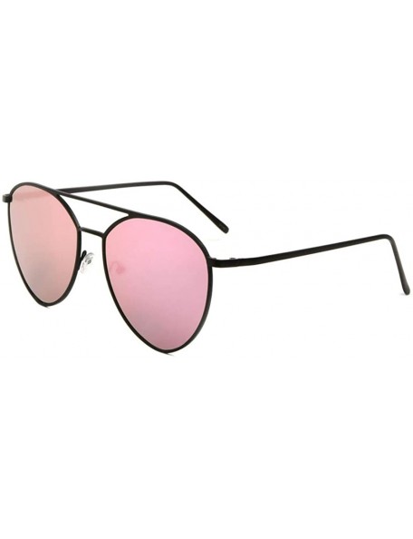 Aviator Color Mirror Rounded Triangular Aviator Sunglasses - Pink Black - C2190K64LLD $17.67