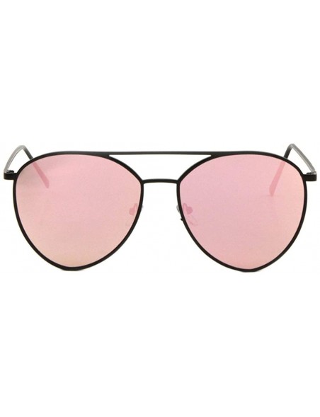 Aviator Color Mirror Rounded Triangular Aviator Sunglasses - Pink Black - C2190K64LLD $17.67