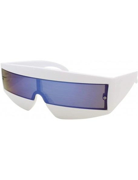 Wrap 80s Sci Fi Visor Wrap Around Sunglasses Robot/Cyclops/Daft Punk Fancy Dress - White - CN196WM62TW $13.05