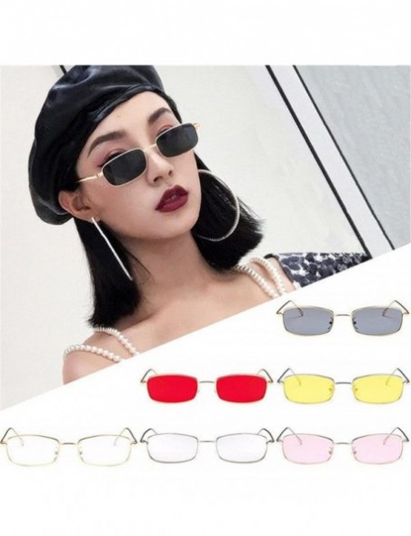 Rectangular Vintage Glasses Women Man Square Shades Small Rectangular Frame Sunglasses Fashion Polarized Sunglasses - C1199HU...