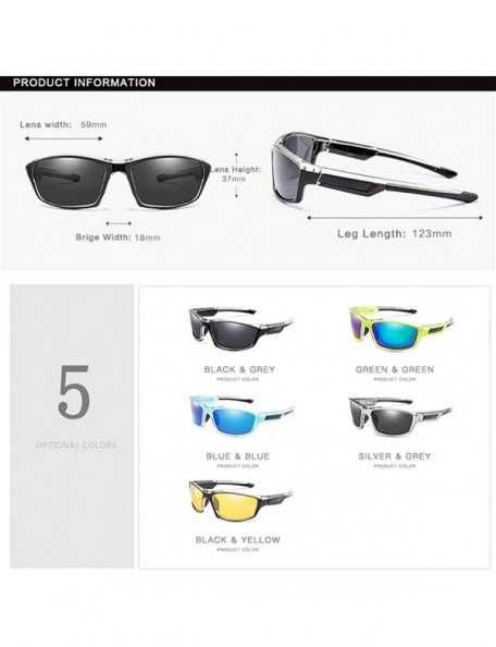 Sport Men Women Night Vision Driving Polarized Sunglasses Sun Glasses Square Sport Mirror Shades UV400 - Blue Blue - C0199KSD...