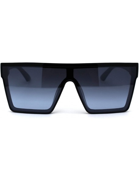 Rectangular Womens Flat Top Shield Mafia Boyfriend Sunglasses - Black Blue Blue - C5196WI0CND $13.37