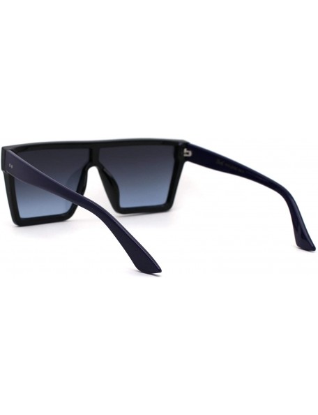 Rectangular Womens Flat Top Shield Mafia Boyfriend Sunglasses - Black Blue Blue - C5196WI0CND $13.37