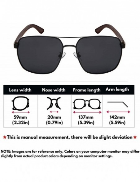 Square Polarized Square Aviator Natural Bamboo Arms Sunglasses Lightweight 1220BM-P - CA18O7Q448G $12.06