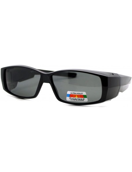 Rectangular Polarized Lens Fit Over Glasses Sunglasses Light Plastic Rectangle Frame - Black - C318959D8QZ $9.92