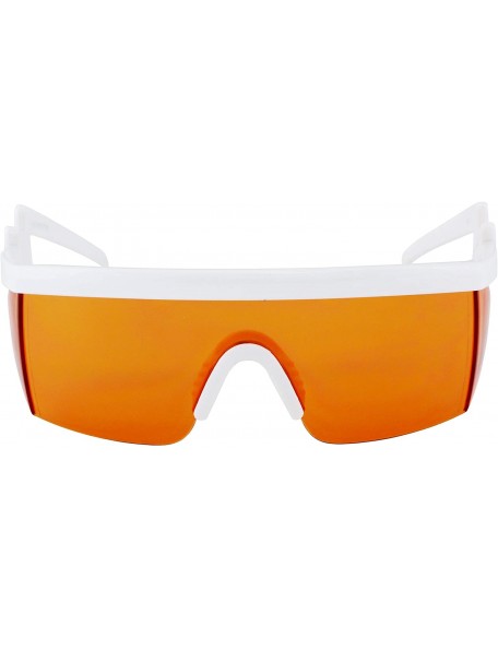 Wrap Semi Rimless Goggle Style Retro Rainbow Mirrored Lens ZigZag Sunglasses - Orange - CH18SXM5MAN $9.10