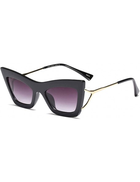 Cat Eye Cat Eye Sunglasses Sexy Women Big Frame Half metal Eyewear High Fashion - Gold With Black - CR18O9TNEW9 $13.42