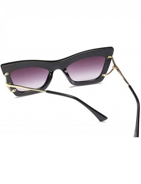 Cat Eye Cat Eye Sunglasses Sexy Women Big Frame Half metal Eyewear High Fashion - Gold With Black - CR18O9TNEW9 $13.42