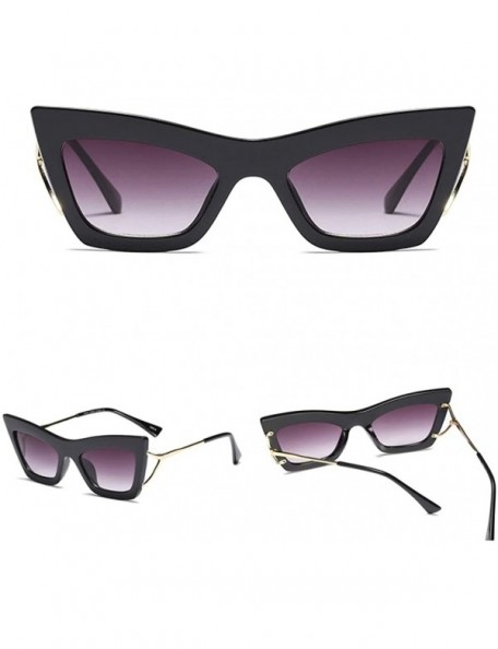 Cat Eye Cat Eye Sunglasses Sexy Women Big Frame Half metal Eyewear High Fashion - Gold With Black - CR18O9TNEW9 $13.42