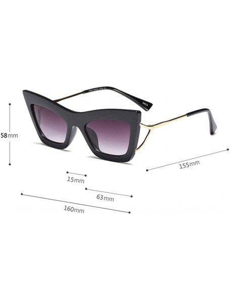 Cat Eye Cat Eye Sunglasses Sexy Women Big Frame Half metal Eyewear High Fashion - Gold With Black - CR18O9TNEW9 $13.42