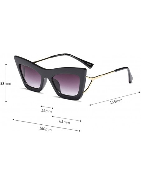 Cat Eye Cat Eye Sunglasses Sexy Women Big Frame Half metal Eyewear High Fashion - Gold With Black - CR18O9TNEW9 $13.42