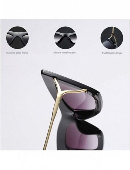 Cat Eye Cat Eye Sunglasses Sexy Women Big Frame Half metal Eyewear High Fashion - Gold With Black - CR18O9TNEW9 $13.42