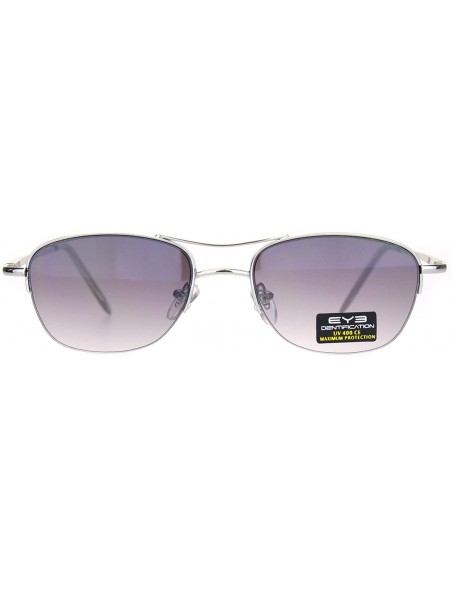 Rectangular Womens Boyfriend Style Narrow Rectangular Half Rim Pilots Sunglasses - Silver Gradient Black - CS18O3LYAEW $11.85