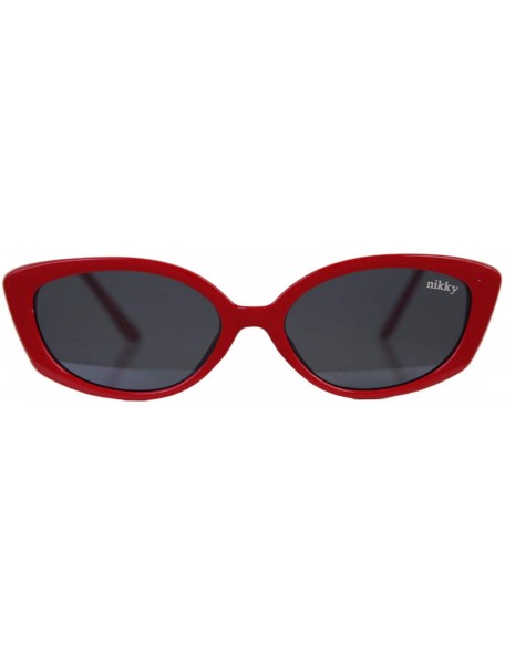Cat Eye Solid Fashion Goggle Cat Eye Tinted Lens UV Protection Metal Arms Lightweight Sunglasses - Red - CJ18ILSNCWX $28.48