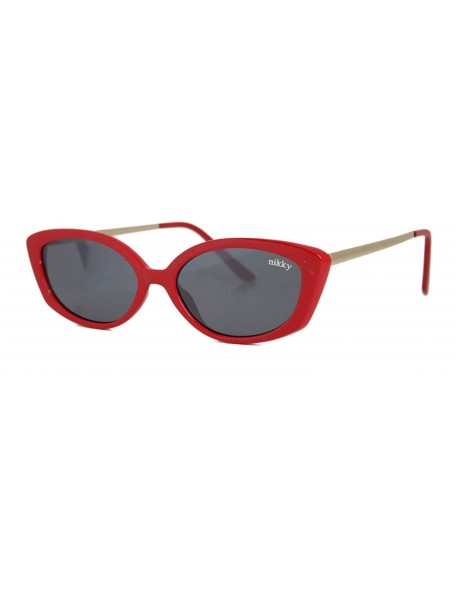 Cat Eye Solid Fashion Goggle Cat Eye Tinted Lens UV Protection Metal Arms Lightweight Sunglasses - Red - CJ18ILSNCWX $10.60