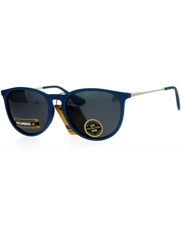Wayfarer Polarized Lens Rubberized Matte Horn Rim Retro Sunglasses - Blue - CK12ITP9YM9 $10.37