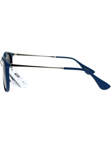 Wayfarer Polarized Lens Rubberized Matte Horn Rim Retro Sunglasses - Blue - CK12ITP9YM9 $10.37