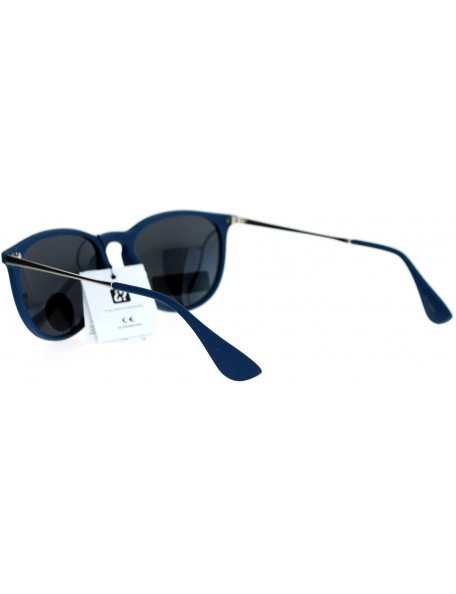 Wayfarer Polarized Lens Rubberized Matte Horn Rim Retro Sunglasses - Blue - CK12ITP9YM9 $10.37