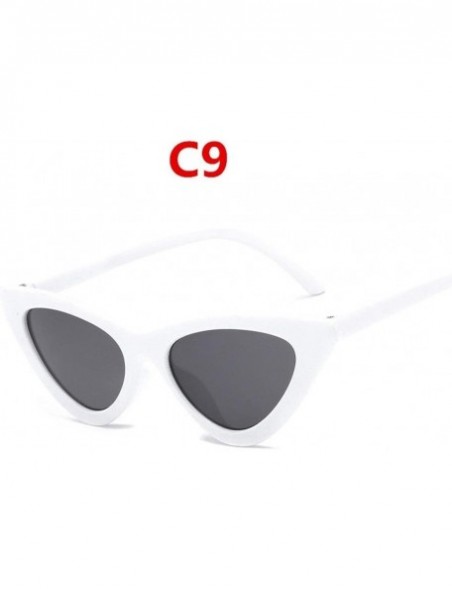 Cat Eye 2020 Fashion Sunglasses Woman Vintage Retro Triangular Cat Eye Glasses Transparent Ocean Uv400 (Color C9) - C9 - CW19...