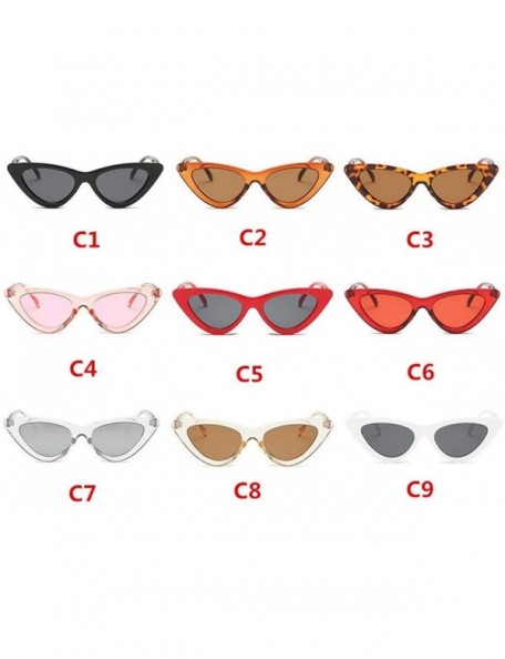 Cat Eye 2020 Fashion Sunglasses Woman Vintage Retro Triangular Cat Eye Glasses Transparent Ocean Uv400 (Color C9) - C9 - CW19...