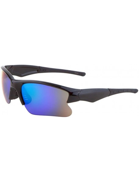 Wayfarer Men Sport Wrap Around Sunglasses Driving Motocycle Sport Golf Eyewear - Black/Bluegreen - CN17Z5XD57H $9.70