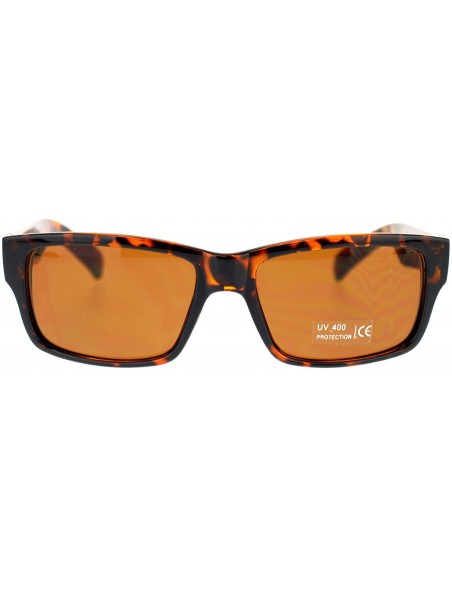 Rectangular Mens Narrow Rectangular Horn Rim Metal Hinge Luxury Fashion Sunglasses - Tortoise - CU11NOV7IH7 $12.41