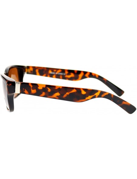 Rectangular Mens Narrow Rectangular Horn Rim Metal Hinge Luxury Fashion Sunglasses - Tortoise - CU11NOV7IH7 $12.41