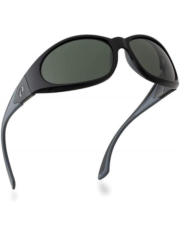 Oversized Sunglasses for Men & Women - Polarized glass lens - Color Mirrored Scratch Proof - Black/G-15 - CM196877T86 $24.09