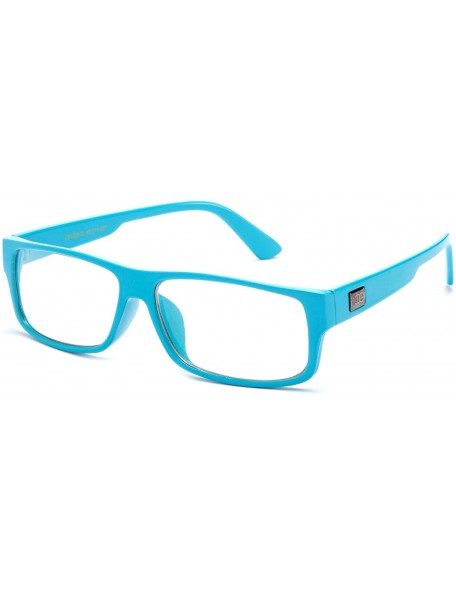 Square "Kayden" Retro Unisex Plastic Fashion Clear Lens Glasses - Aqua Blue - CJ11JJYQY5F $10.34