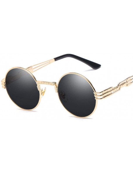 Aviator Vintage Retro Gothic Steampunk Mirror Sunglasses Gold And Black Sun Green - Green - CD18YZWC8DT $11.50