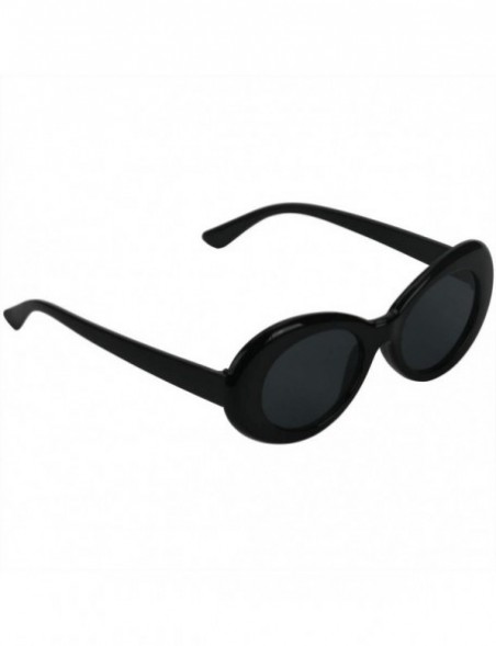 Rimless Bold Retro Oval Mod Thick Frame Sunglasses Round Lens Kurt Cobain Clout Goggles - Black - C918HLQWXDE $8.67