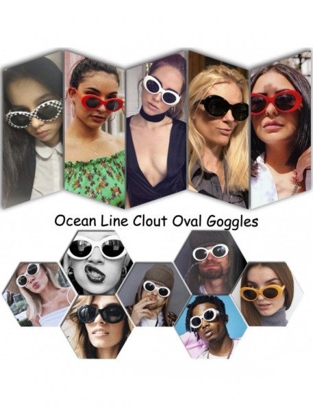 Rimless Bold Retro Oval Mod Thick Frame Sunglasses Round Lens Kurt Cobain Clout Goggles - Black - C918HLQWXDE $8.67