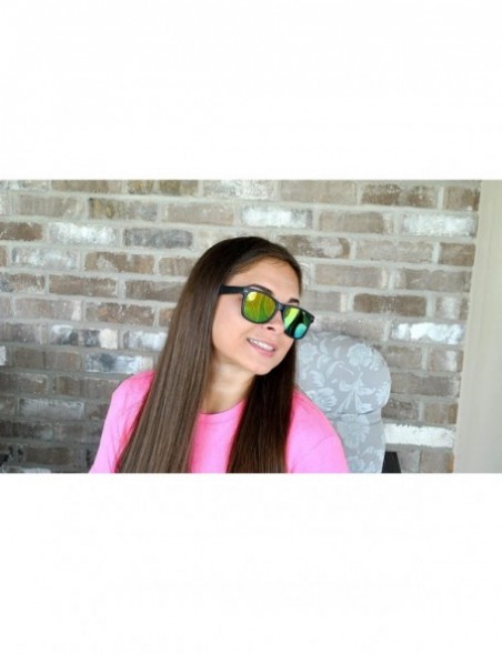 Rectangular Wholesale of 10 Pairs Mirror Reflective Colored Lens Sunglasses Horn Rimmed Style - C912O703V5M $19.80