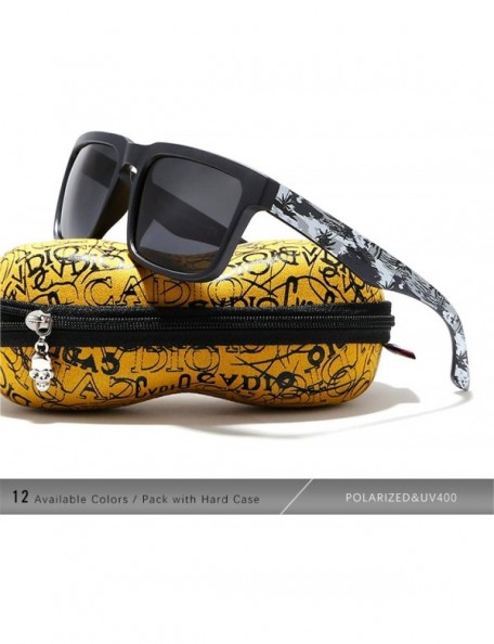 Square Eye-Catching Function Polarized Sunglasses for Men Matte Black Frame Fit Skull Zipper Case C12 - CM194OIGUHU $25.20