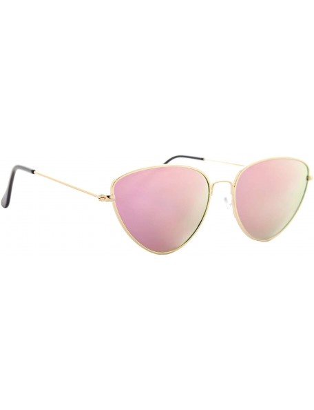 Cat Eye Cat Eye Sunglasses for Women Tinted Colored Lens Modern Trendy Stylish - Gold Metal Frame / Mirrored Pink Lens - CL18...