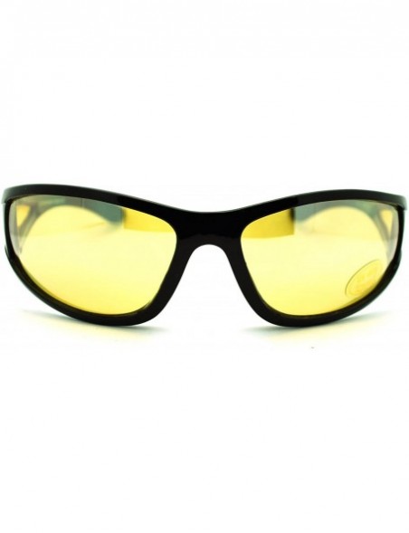 Oval Mens Night Vision HD Vision Yellow Lens Warp Sport Motorcycle Riding Sunglasses - CV11KUKHOMT $12.51