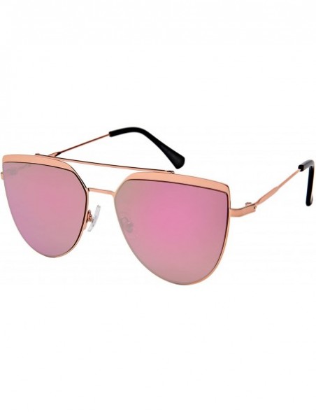 Rectangular Futuristic Sunnies Flat Full Mirrored Lens Brow Bar Pointed Tips W/Fiber Case M3155-FLREV - CB187IXMOWZ $12.33