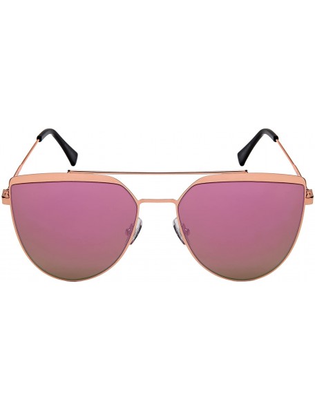 Rectangular Futuristic Sunnies Flat Full Mirrored Lens Brow Bar Pointed Tips W/Fiber Case M3155-FLREV - CB187IXMOWZ $12.33