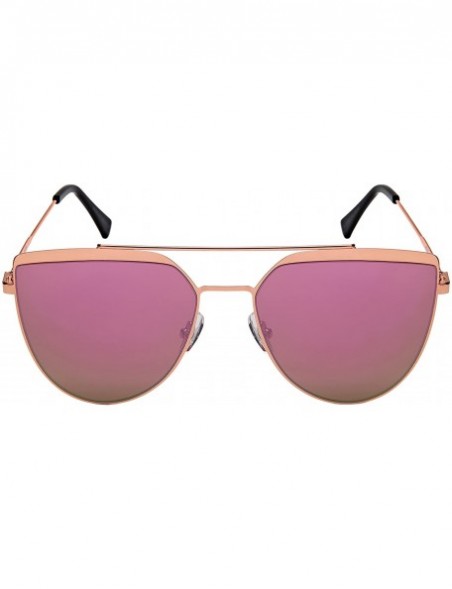 Rectangular Futuristic Sunnies Flat Full Mirrored Lens Brow Bar Pointed Tips W/Fiber Case M3155-FLREV - CB187IXMOWZ $12.33