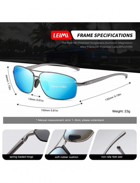 Rectangular Polarized Sunglasses Driving Rectangular - 05-grey Frame / Blue Mirrored Lens - C218UTGT8R6 $11.73