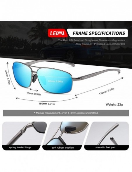 Rectangular Polarized Sunglasses Driving Rectangular - 05-grey Frame / Blue Mirrored Lens - C218UTGT8R6 $11.73