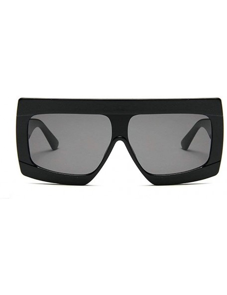 Square Futuristic Oversize Sunglasses Mirrored Fashion - Black - CQ18RQZHUKX $9.73