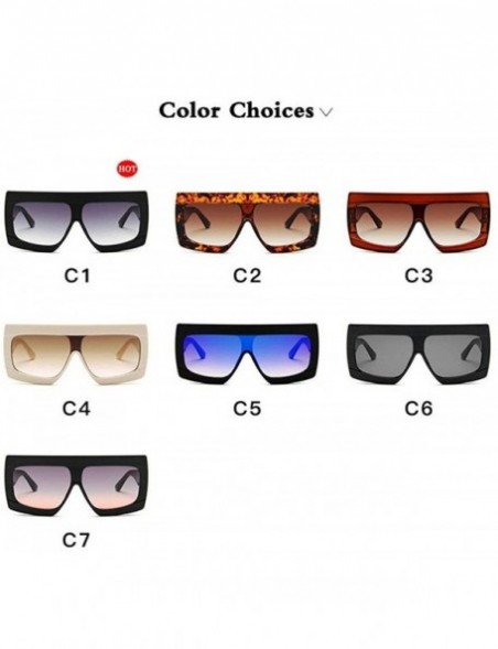 Square Futuristic Oversize Sunglasses Mirrored Fashion - Black - CQ18RQZHUKX $9.73