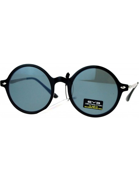 Round Mens Retro Trendy Flat Lens Round Circle Lens Sunglasses - Black - CX128KMUGHN $10.03