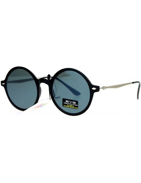 Round Mens Retro Trendy Flat Lens Round Circle Lens Sunglasses - Black - CX128KMUGHN $10.03